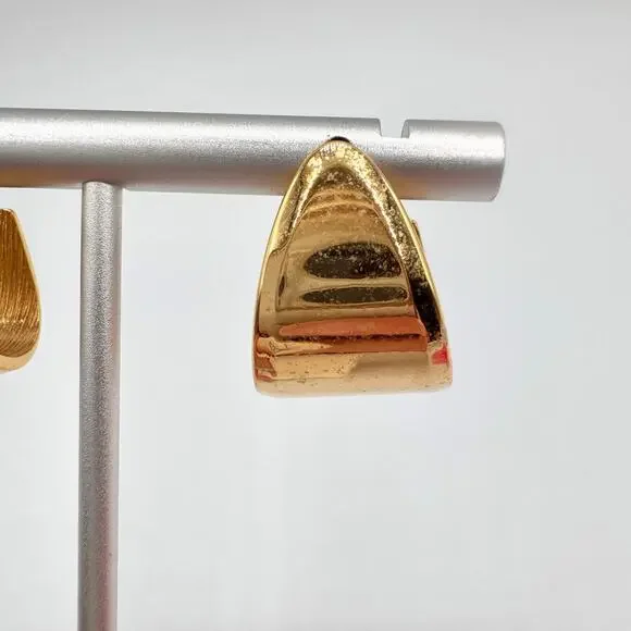 Vintage Monet J Hoop Earrings Gold Tone Signed Luxe Chic Runway Classic Timeless - Picture 7 of 16